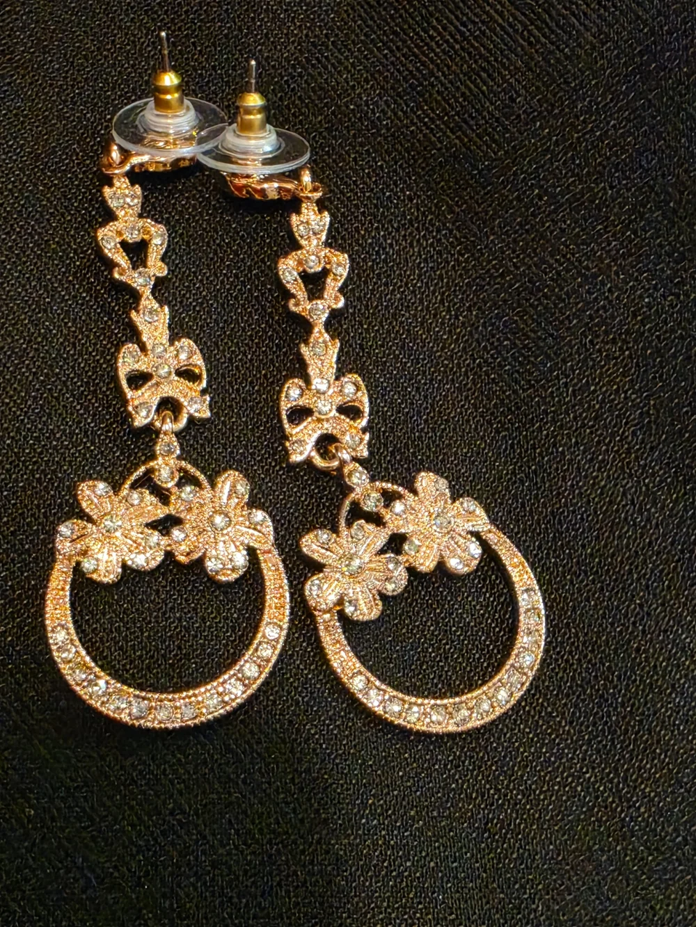 Gold Floral Drop Earrings for Women - Elegant Dangle Earrings, Rose Gold,